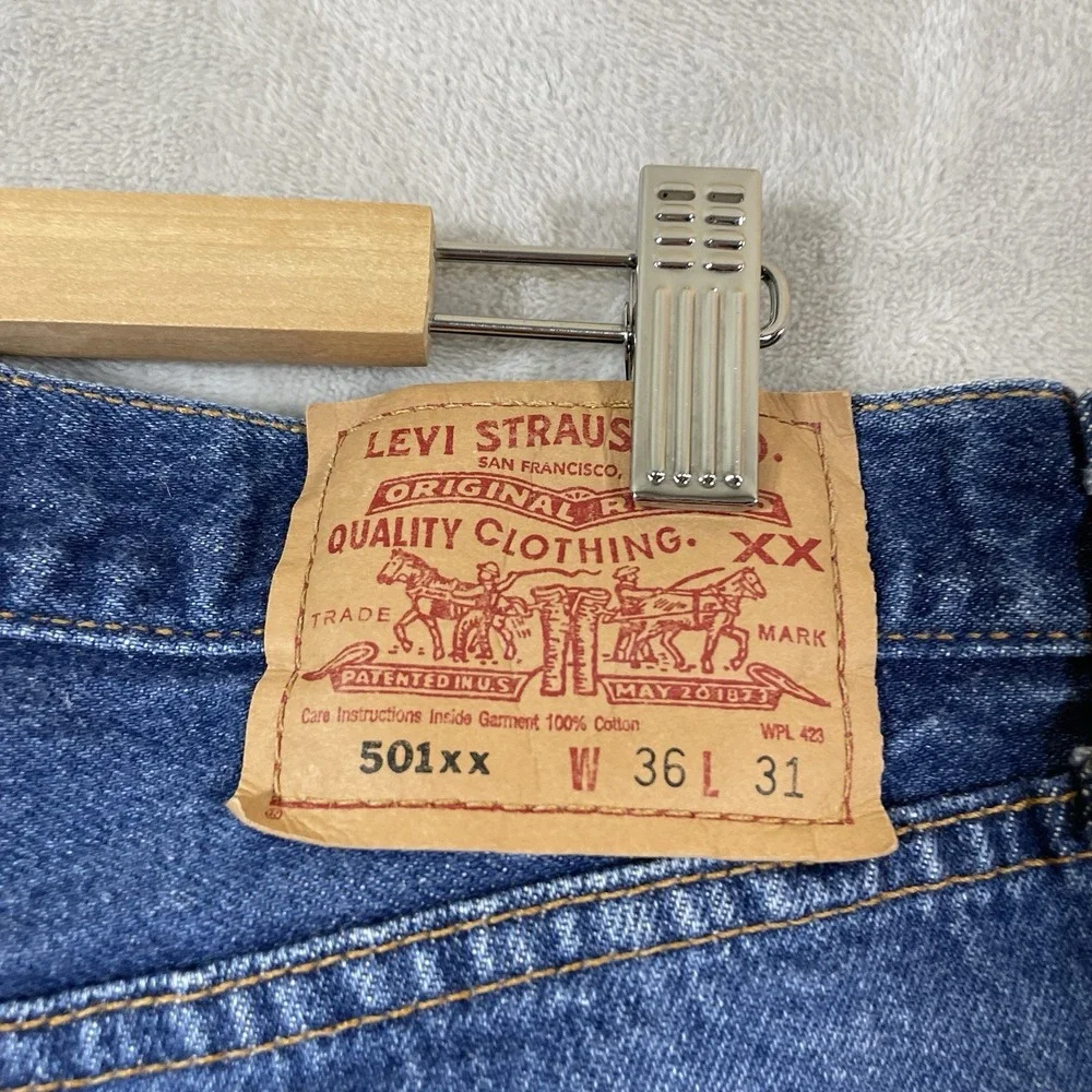 Vtg Y2K Levis 501xx Jeans Mens 36x31 (fit 33x27) 501 0000 Dark Wash Whisker